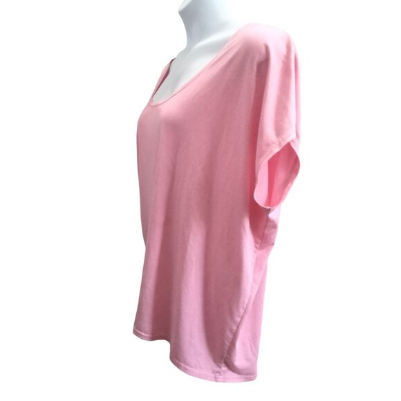 Pro Player Plus Size 3X Pink Side Tie Scoop Neck Short Sleeve Tee Casual Top - Picture 5 of 6